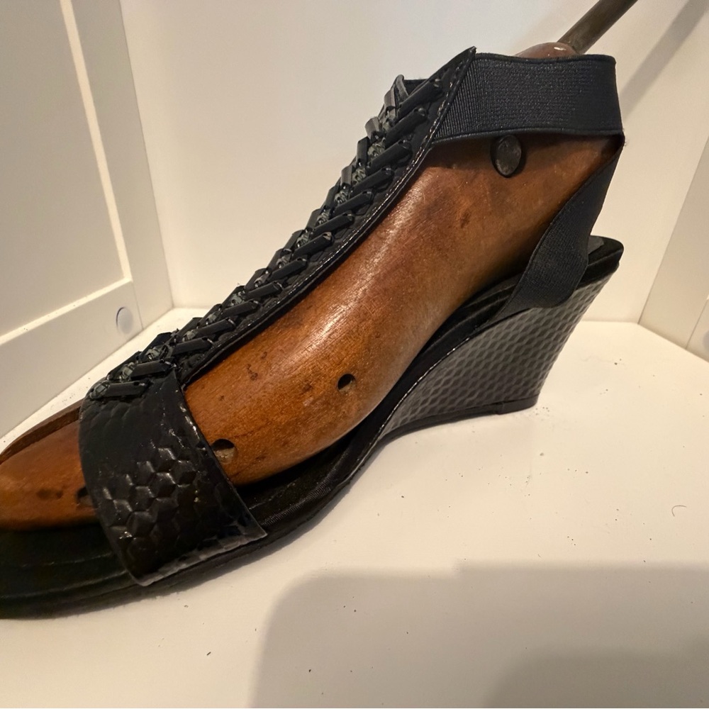 New York Transit Black Wedge Sandals